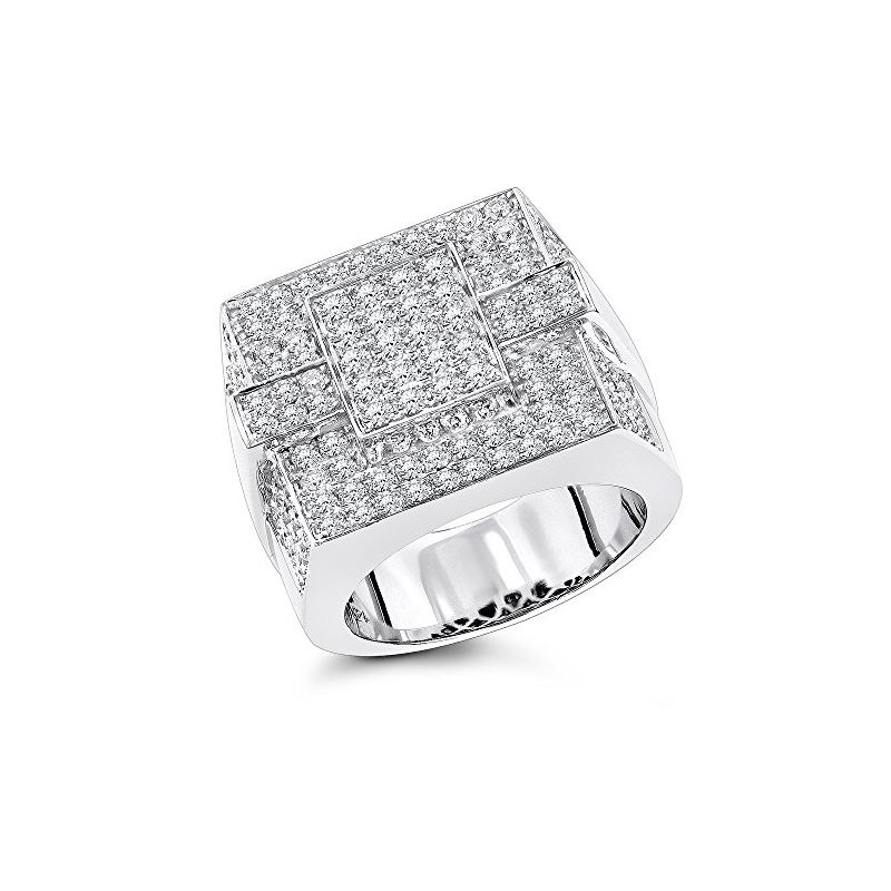 14K Gold Mens Pave Diamond Ring 3.5 Carats of Diam