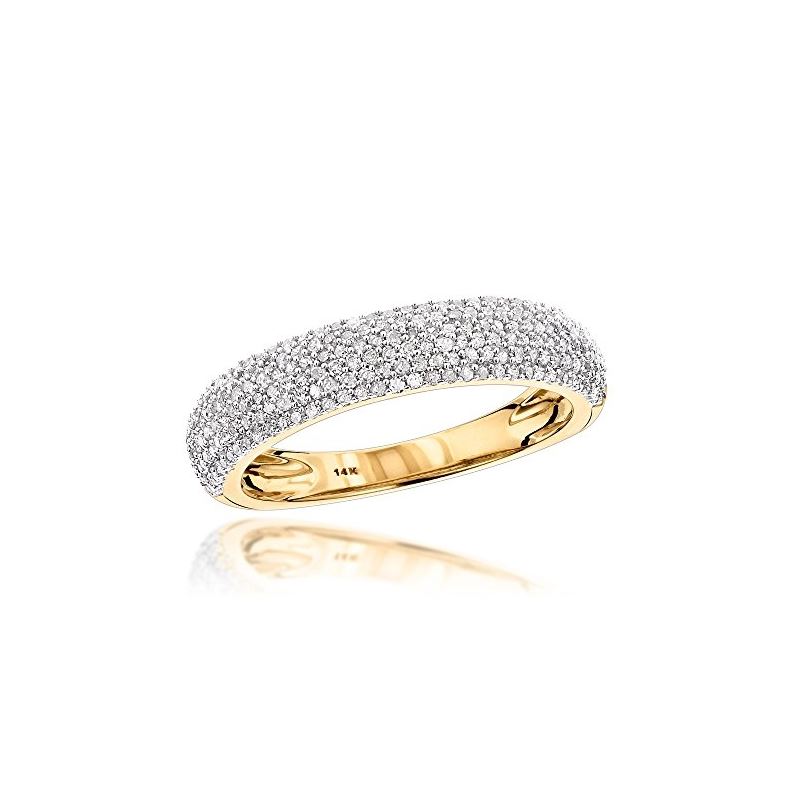 Thin 14K Yellow Gold Micro Pave Diamond Wedding Ba