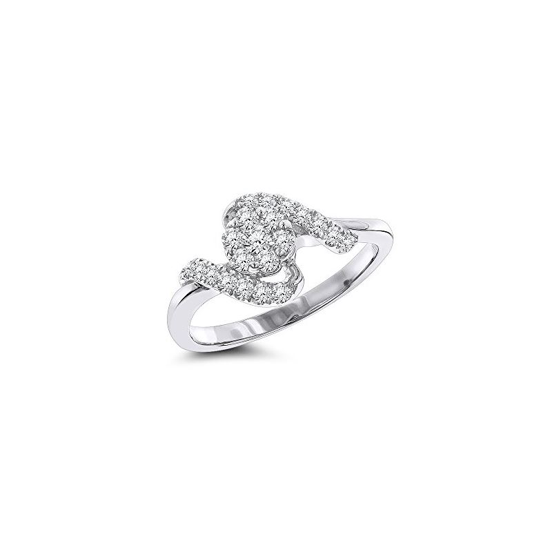 Diamond Cluster Engagement Ring 14K White Gold by 