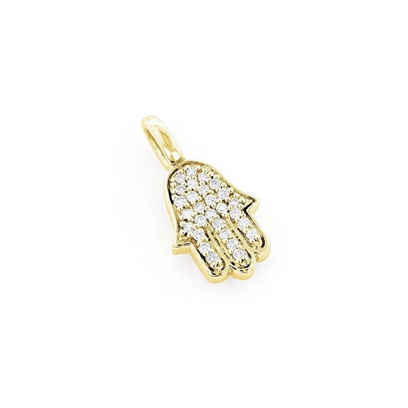 Luxurman Jewelry 14K Gold Natural 0.1 Ctw Diamond Hamsa Hand Pendant