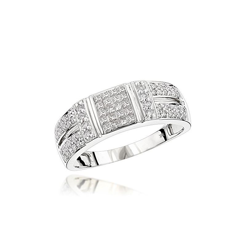 14K White Gold Diamond Ring Round Princess Diamond