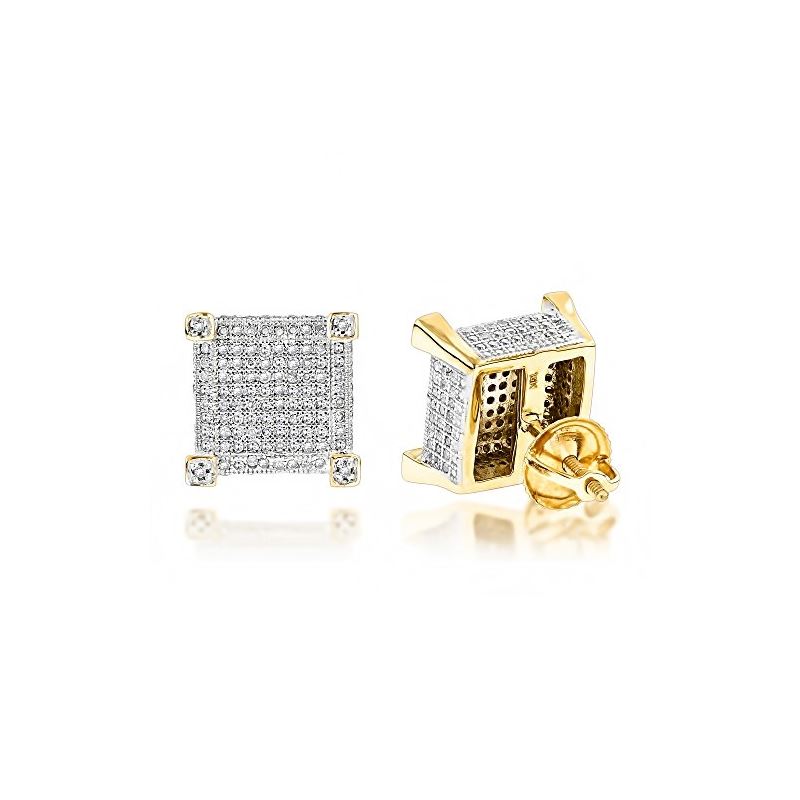 Real Diamond Earrings 14K Yellow Gold Diamond Stud