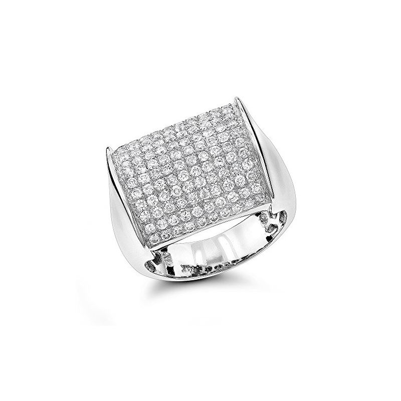 14K white Gold Mens Designer Diamond Ring 2 Carats