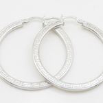 Round greek key hoop earring SB87 33mm tall and 32mm wide 2