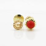 14K Yellow gold Round fancy flower pearl stud earrings for Children/Kids web209 2