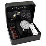 Luxurman Mens Diamond Watch 0.18 ct Polished Silver Tone Stainless Steel Case 4
