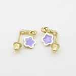 14K Yellow gold Flower cz chandelier earrings for Children/Kids web447 4