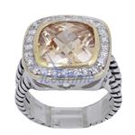 "Ladies .925 Italian Sterling Silver Spring citrine synthetic gemstone ring SAR53 6