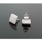 Sterling Silver Unisex Fashion Square Hand Set Stud Earrings ME0226b 2