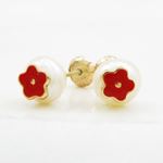 14K Yellow gold Pearl flower stud earrings for Children/Kids web1 4