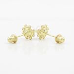 14K Yellow gold Round pearl fancy cz stud earrings for Children/Kids web521 4