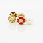 14K Yellow gold Flower pearl stud earrings for Children/Kids web95 2