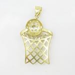 Mens 10k Yellow gold White gemstone basket and ball charm EGP79 4