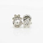 14K White gold Fancy flower cz stud earrings for Children/Kids web183 2