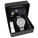 Luxurman Large 2 Row Real Diamond Bezel Watch 5ct New Arrival Extra Bands 4