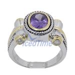 "Ladies .925 Italian Sterling Silver Purple Violet synthetic gemstone ring SAR50 6