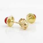 14K Yellow gold Round fancy flower pearl stud earrings for Children/Kids web209 4