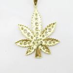 Mens 10k Yellow gold White gemstone marijuana leaf charm EGP66 IJAMEGP66 4