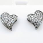 Womens .925 sterling silver Black and white heart earring 3mm thick and 9mm wide Size 2