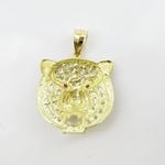 Mens 10k Yellow gold Red and white gemstone tiger head charm EGP27 4