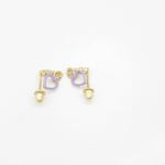 14K Yellow gold Open heart cz chandelier earrings for Children/Kids web408 4