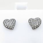 Womens .925 sterling silver Black and white heart earring MLCZ276 3mm thick and 9mm wide Size 2