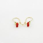 14K Yellow gold Cherry hoop earrings for Children/Kids web165 2