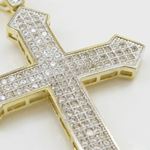 Mens 10k Yellow gold House head gold cross cz pendant GCHA4 2