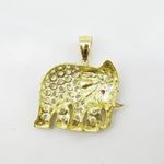 Womens 10k Yellow gold White and red gemstone elephant charm EGP34 4