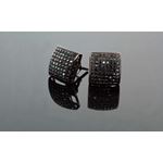 .925 Sterling Silver Black Square Black Onyx Crystal Micro Pave Unisex Mens Stud Earrings 14mm 2