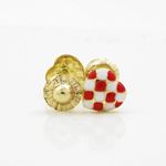 14K Yellow gold Dual color heart stud earrings for Children/Kids web217 2