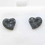 Womens .925 sterling silver Black heart earring 3mm thick and 9mm wide 2