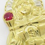 Mens 10k Yellow gold White and red gemstone mary charm EGP14 2
