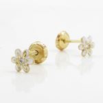 14K Yellow gold Flower cz stud earrings for Children/Kids web25 4