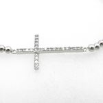 Ladies .925 Italian Sterling Silver white cross ball bracelet Diameter - 2.36 inches 2