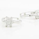 14K White gold Flower cz hoop earrings for Children/Kids web276 2