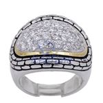 "Ladies .925 Italian Sterling Silver white cz synthetic gemstone ring SAR57 6