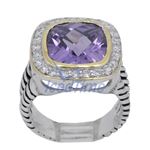 "Ladies .925 Italian Sterling Silver Purple Violet synthetic gemstone ring SAR54 6