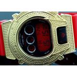 Ice Plus Mens Diamond Shock Style Watch Yellow Case Red Band 2