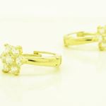 14K Yellow gold Flower cz hoop earrings for Children/Kids web264 2