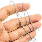 "14K Solid White Gold Franco Chain Necklace 1.8MM Wide Sizes: 16""