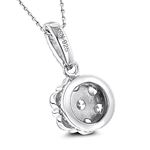 "Womens Sterling Silver Necklace Rhodium Plated Round Cubic Zirconia Cluster CZ Pendant with Chain 1