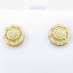 Womens .925 sterling silver Yellow flower earring 2 MLCZ255 4mm thick and 8mm wide Size 2