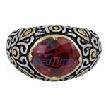 "Ladies .925 Italian Sterling Silver Ruby Red synthetic gemstone ring SAR4 6