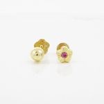 14K Yellow gold Flower cz stud earrings for Children/Kids web485 2