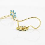 14K Yellow gold Flower cz hoop earrings for Children/Kids web43 4