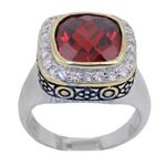 "Ladies .925 Italian Sterling Silver Ruby Red synthetic gemstone ring SAR20 6