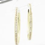 Womens 10k Yellow gold Channel set white cz hoop earring ELMI4 2