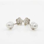 14K White gold Flower cz stud earrings for Children/Kids web489 4