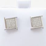 Mens .925 sterling silver White 5 row square earring MLCZ144 3mm thick and 9mm wide Size 2